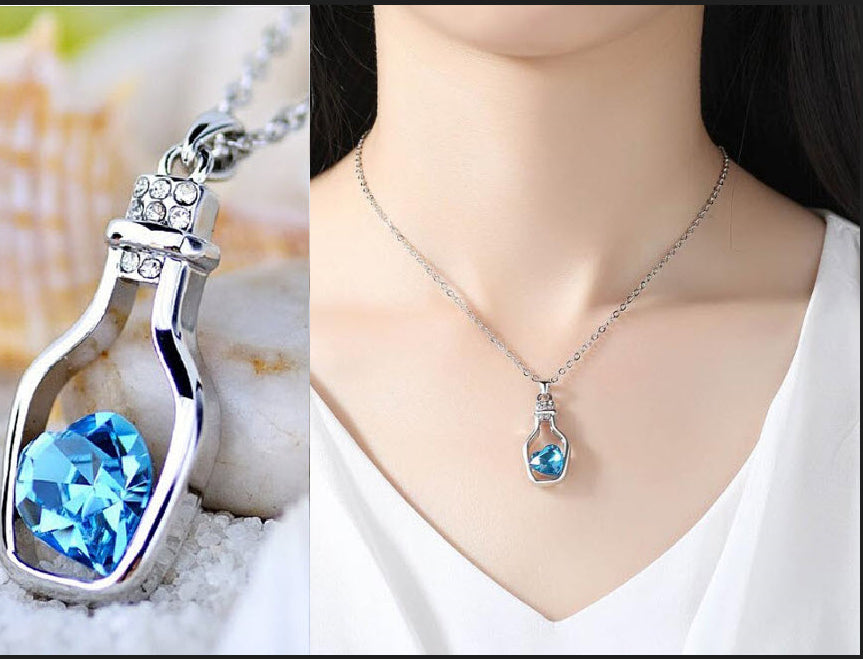 Crystal Heart Pendant Necklace for Women – Hollow Heart Fashion Jewelry