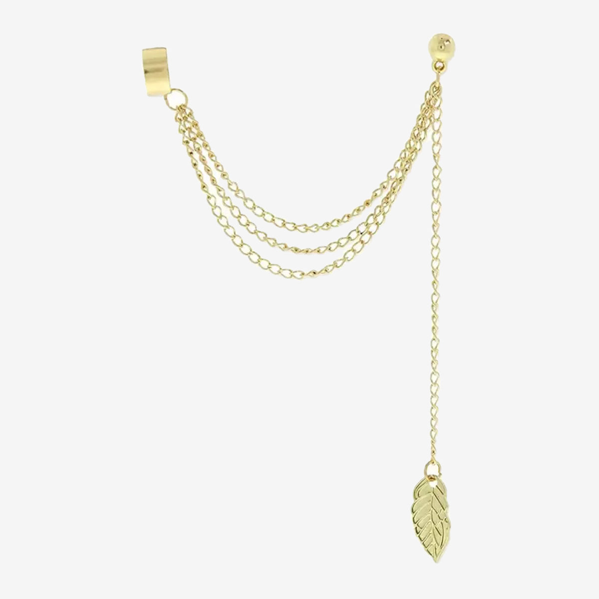 Leaf Tassel Ear Cuff Earrings for Girls & Women – Stylish Long Chain Drop Earrings