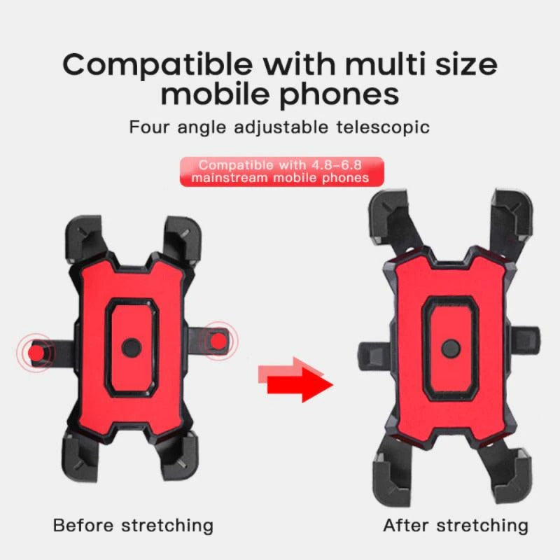 Bike Phone Holder Stand Mount Universal 360 Rotation, Adjustable Clamp, Compatible with Phones up to 8 cm, Black, Red, Fits Bicycles, Motorcycles, Strollers, Treadmills