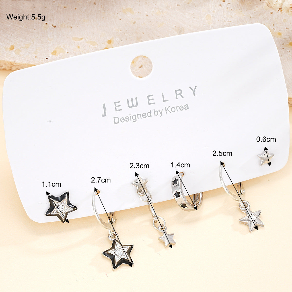6Pcs Y2K Star Earrings Set for Women | Crystal Dangle Hoop Earrings | Goth Trendy Party Jewelry