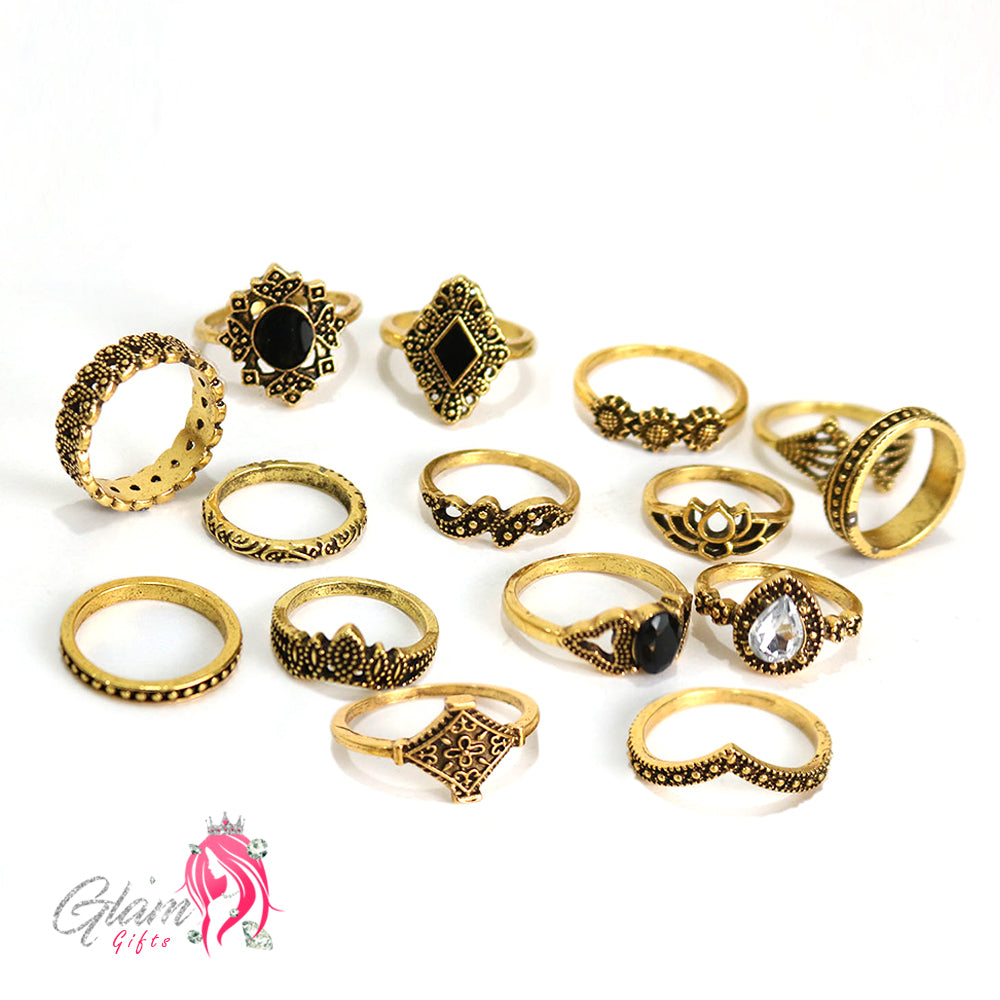 15Pcs Silver Ring Set for Women & Girls | Stackable Fashion Rings | Wedding & Anniversary Jewelry