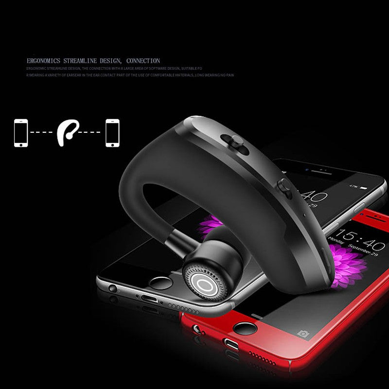 V9 Wireless Bluetooth Headset – Single Ear Bluetooth Earpiece with Built-in Microphone | Hands-Free Calling Headset for All Bluetooth Devices