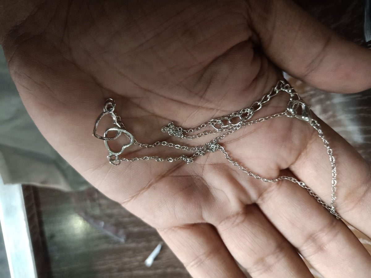 Double Heart Necklace for Girls | Stainless Steel Interlocked Heart Pendant