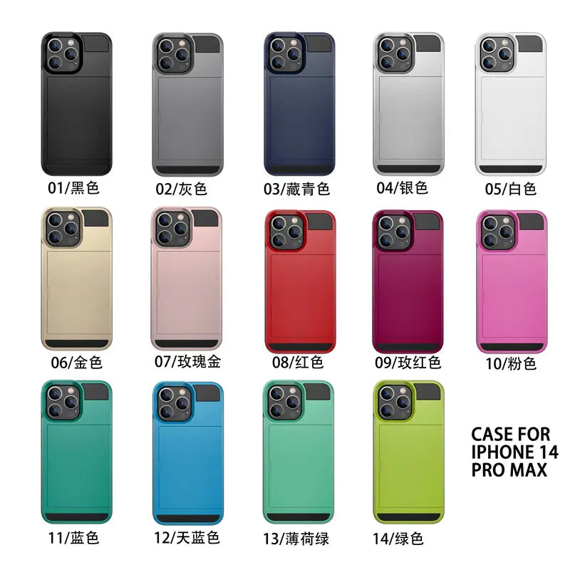 Sliding Card Slot Case for iPhone 17 Pro Max 16E 15P 14 13 12 11