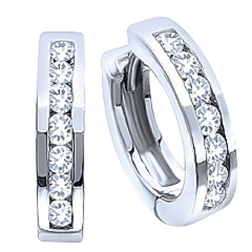 S925 Sterling Silver Huggie Hoop Earrings – Crystal Zirconia Small Hoops for Women & Girls