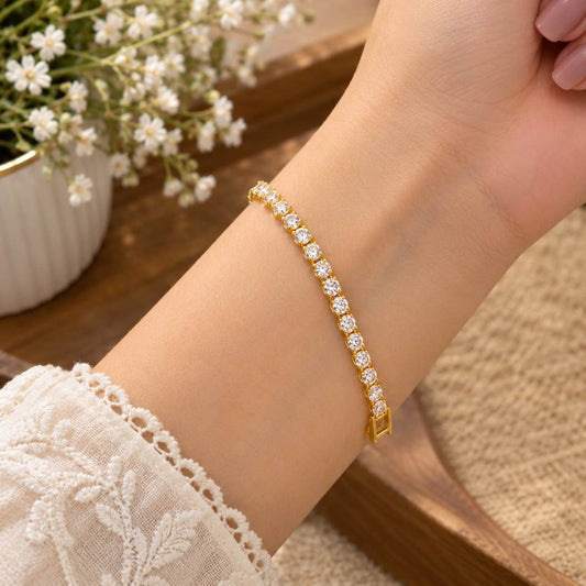 Stainless Steel Crystal Tennis Bracelet for Women