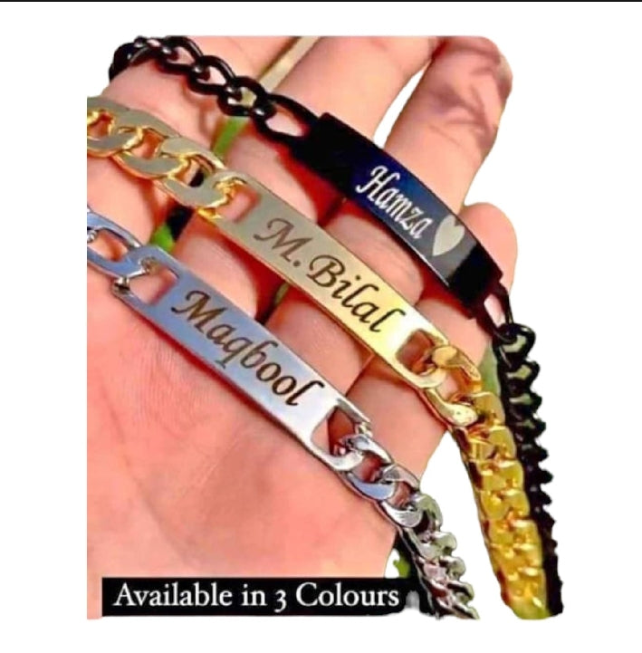 Personalized Name Bracelet for Adults – Custom Engraved Chain Bracelet with Gift Box | 3 Elegant Colors