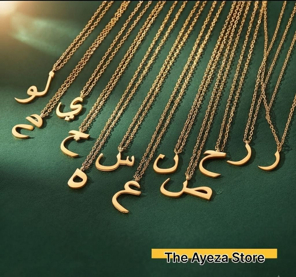 Arabic Initial Letter Name Pendant Necklace – Personalized Necklace for Men & Women