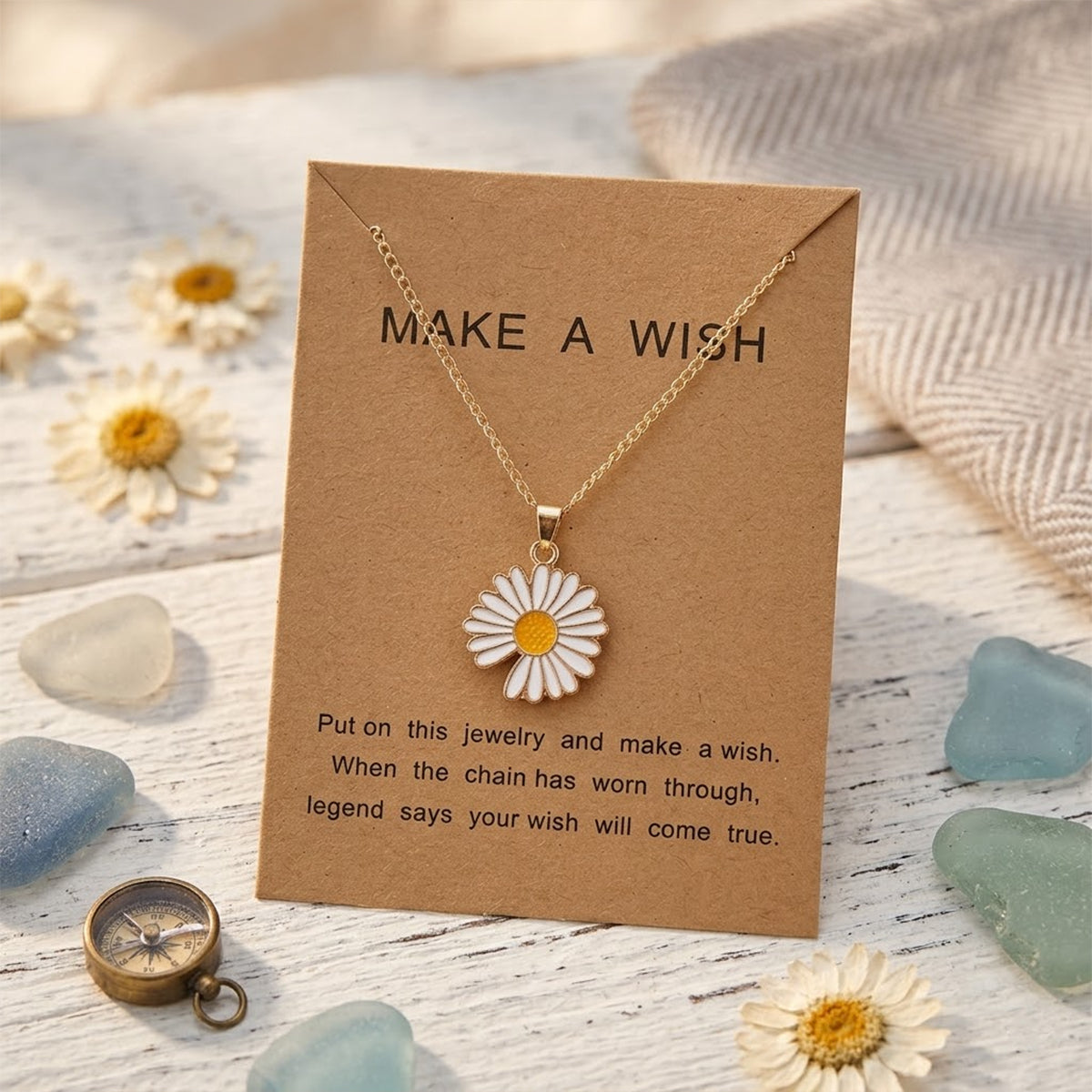 Korean Fashion Flower Choker Necklace for Women & Girls | White & Yellow Pendant