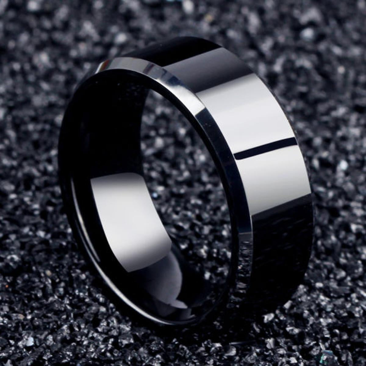 6mm Black Stainless Steel Ring for Women & Girls | Simple Minimalist Band Ring