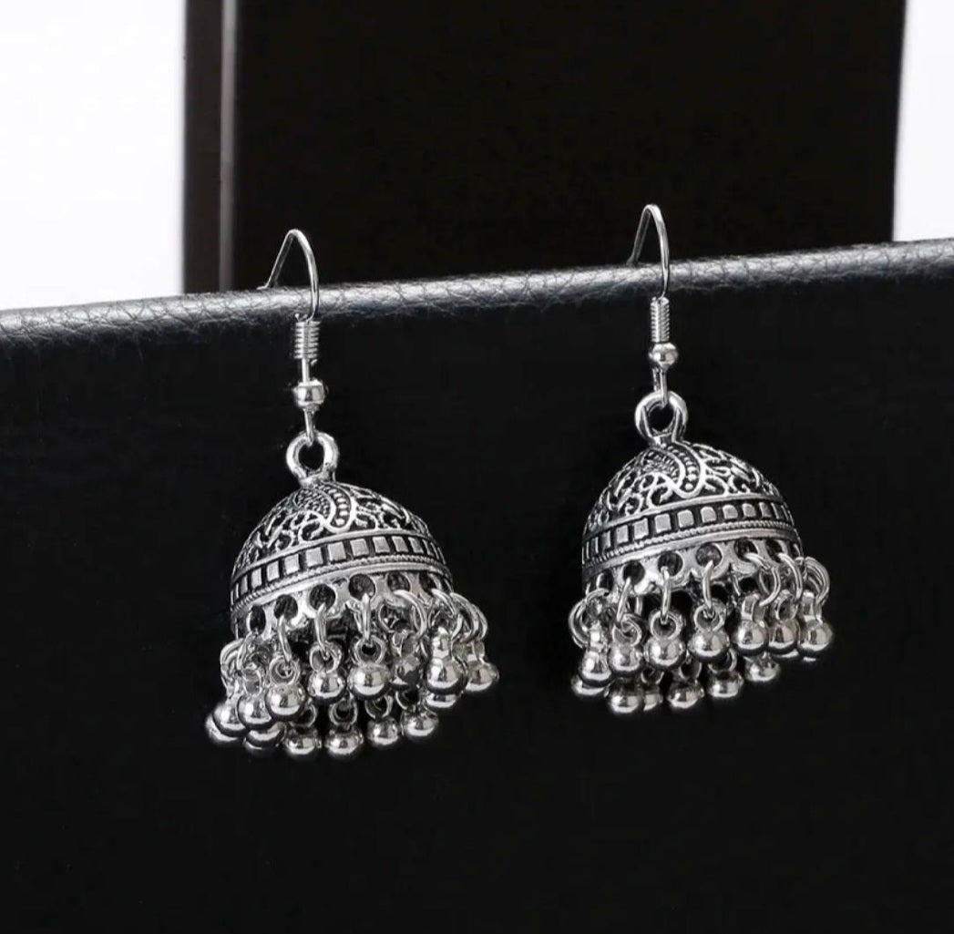 Traditional Gold-Plated Jhumka Earrings for Girls | Elegant Hanging Earrings with Sparkling Beads