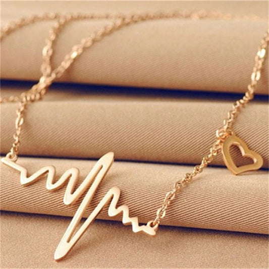 ECG Heartbeat Necklace for Women – Titanium Steel Pulse Pendant Clavicle Chain | Gearzone Fashion Jewellery