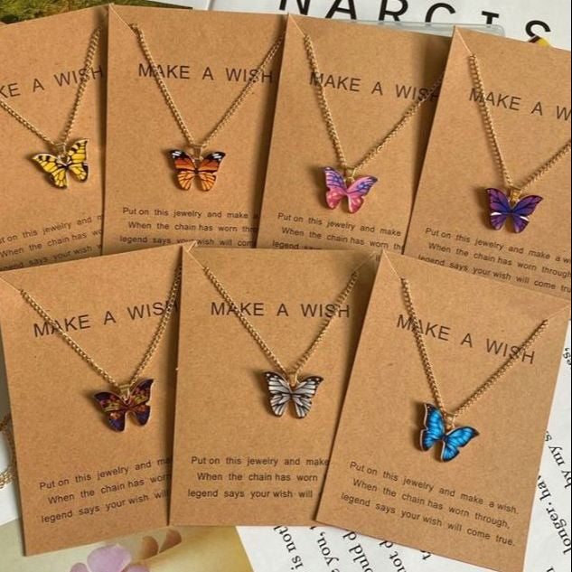 Korean Butterfly Charm Necklace for Girls | Elegant Alloy Pendant Jewelry