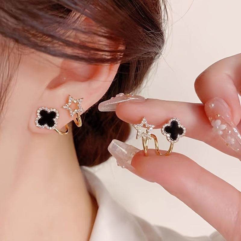 Flower Leaf Ear Cuff Clip-On Earrings for Girls & Women – Stylish Non-Piercing Jewellery