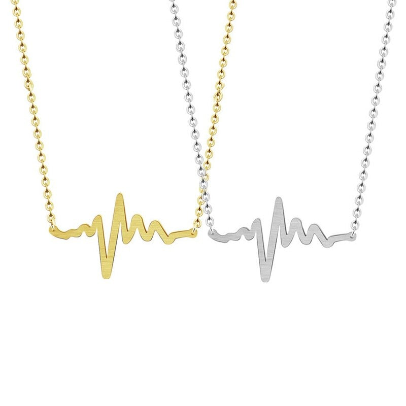 ECG Heartbeat Necklace for Women – Titanium Steel Pulse Pendant Clavicle Chain | Gearzone Fashion Jewellery
