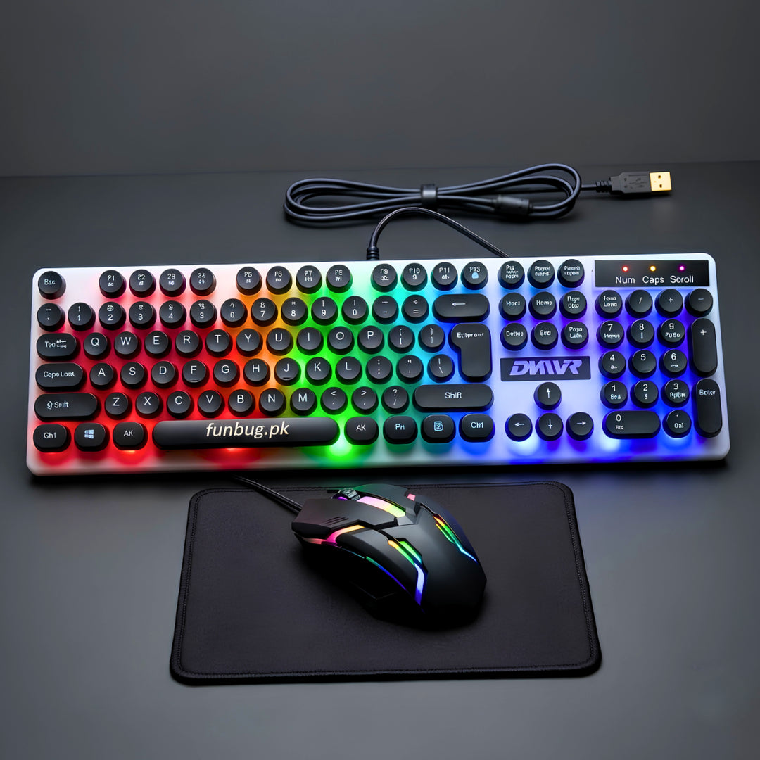RGB Gaming Keyboard & Mouse Combo – 112-Key Wired Gaming Set with Mouse Pad