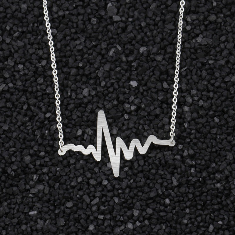 ECG Heartbeat Necklace for Women – Titanium Steel Pulse Pendant Clavicle Chain | Gearzone Fashion Jewellery