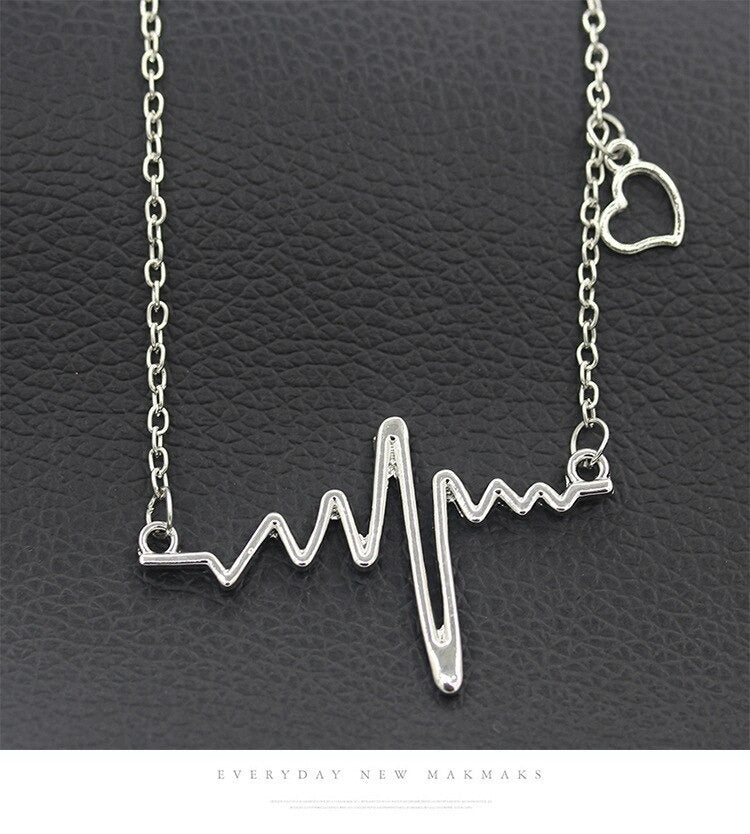 ECG Heartbeat Necklace for Women – Titanium Steel Pulse Pendant Clavicle Chain | Gearzone Fashion Jewellery