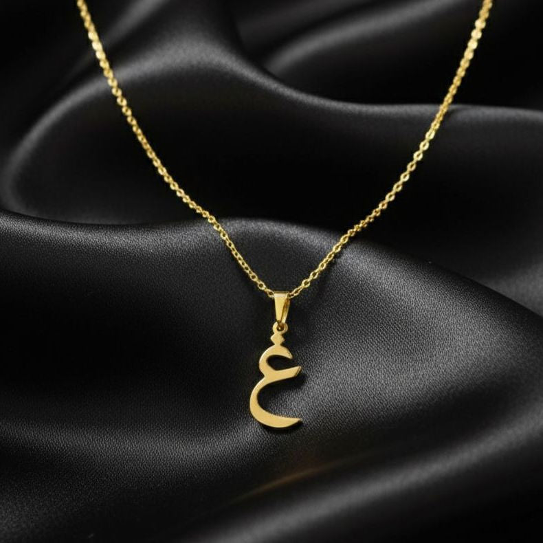 Arabic Initial Letter Name Pendant Necklace – Personalized Necklace for Men & Women