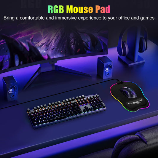 XXL RGB Gaming Mouse Pad 800×300mm with Gel Wrist Rest – Extended LED Mousepad, Non-Slip Base & 14 Lighting Modes