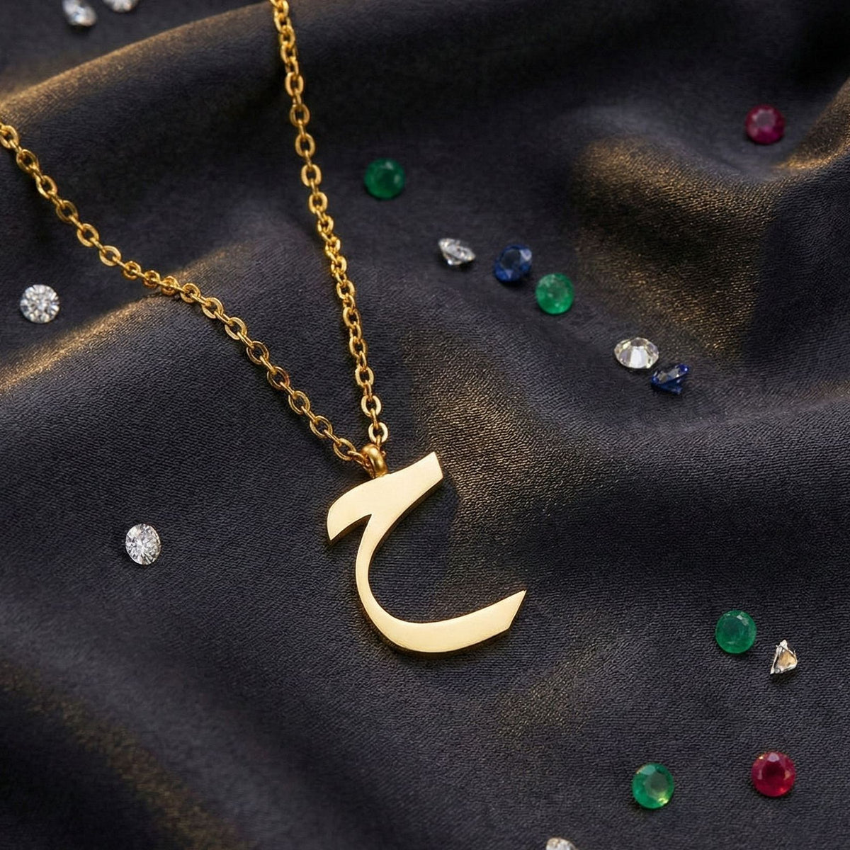 Arabic Initial Letter Name Pendant Necklace – Personalized Necklace for Men & Women