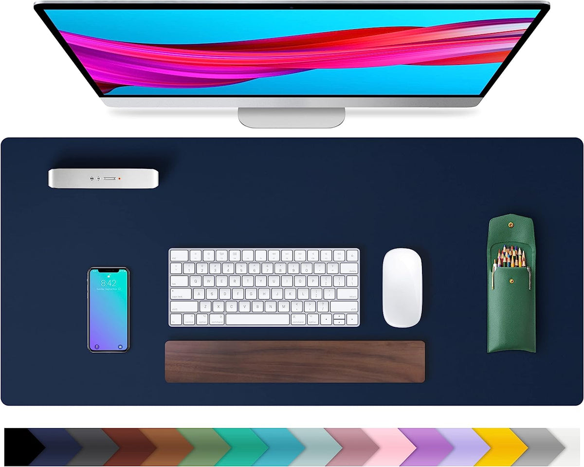 PU Leather Desk Mat Waterproof Office Table Pad for Laptop, Keyboard & Mouse