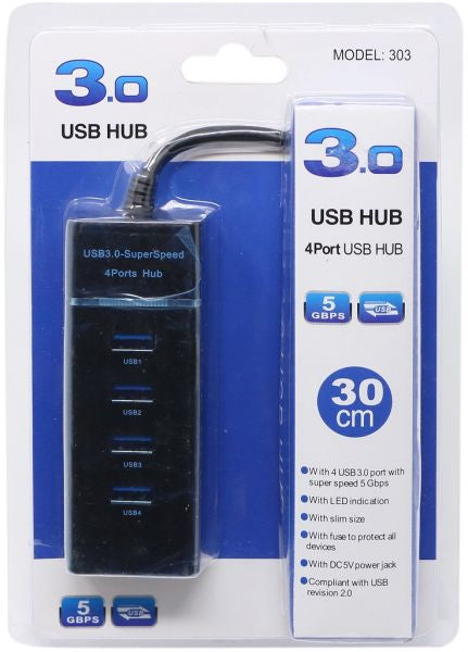 4 Port USB 3.0 Hub High Speed USB Hub Splitter for PC & Laptop