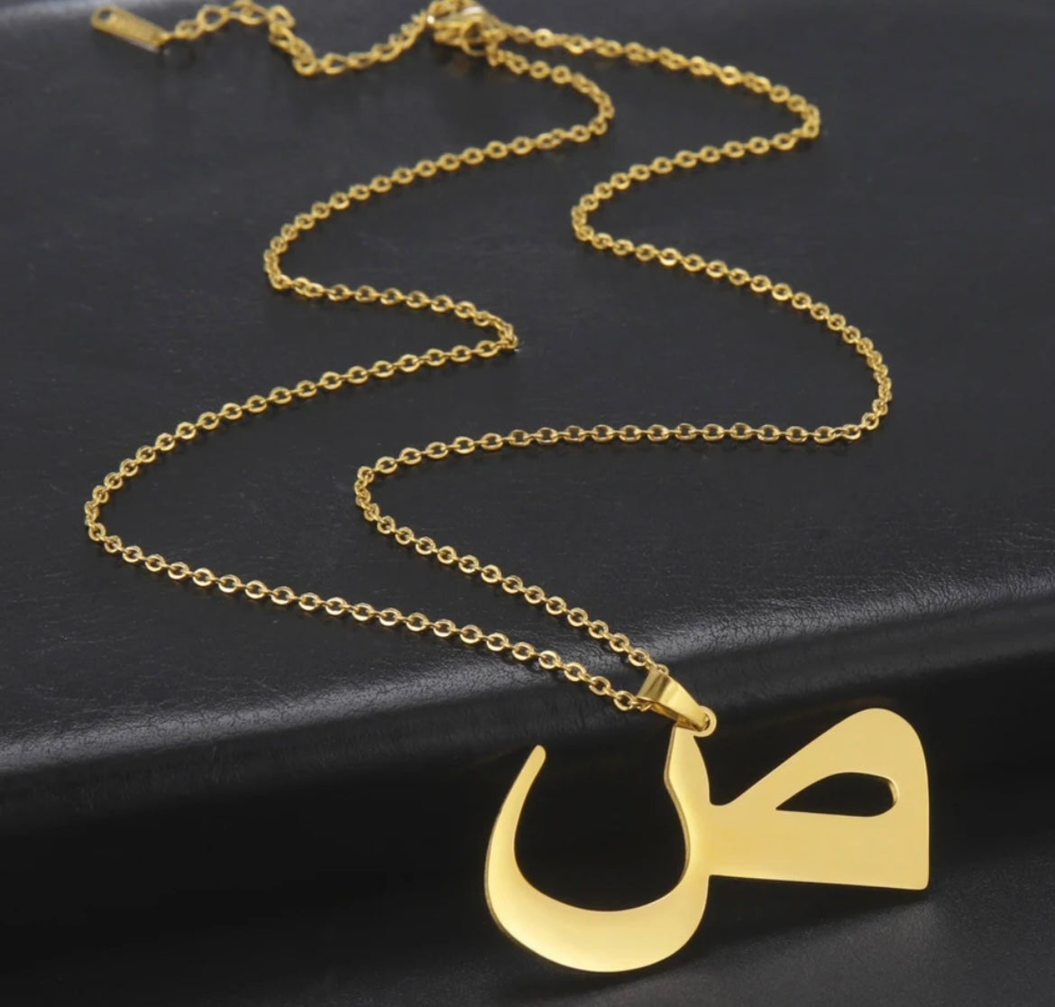 Arabic Initial Letter Name Pendant Necklace – Personalized Necklace for Men & Women