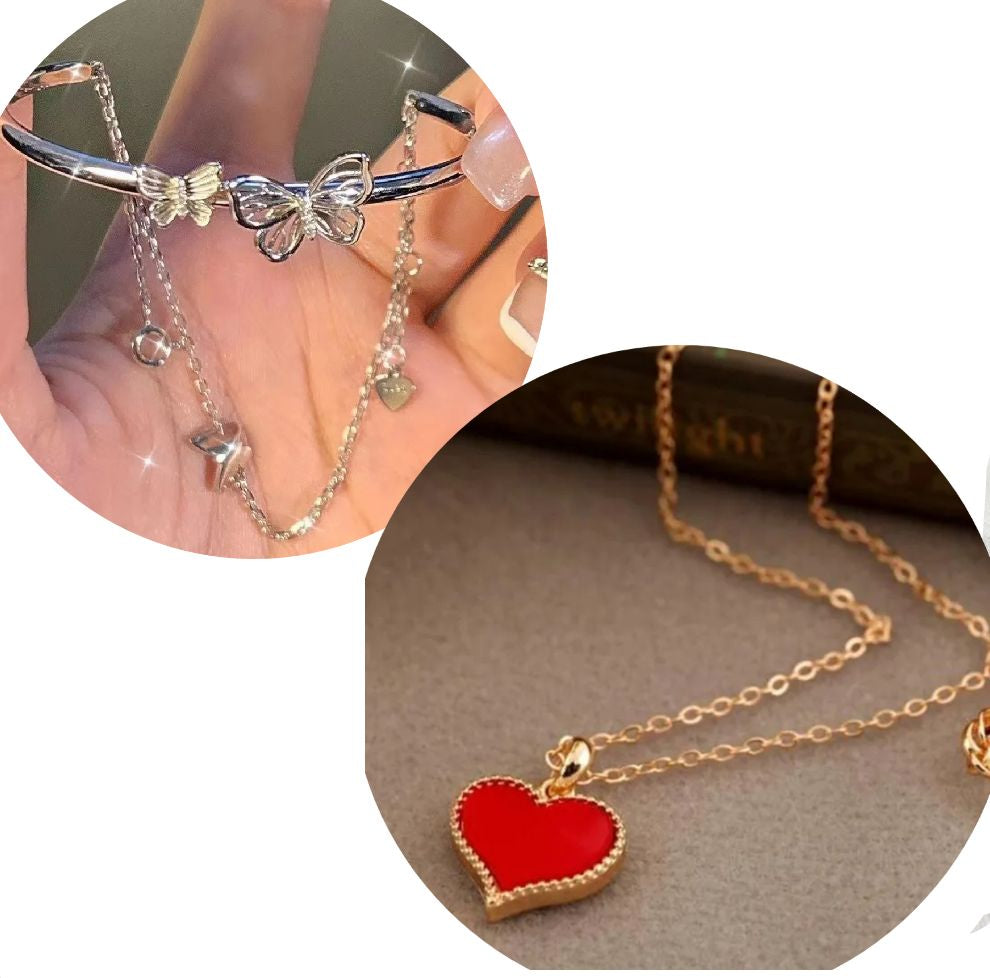 Double Heart Adjustable Bracelet for Girls & Women – Elegant Golden Color Fashion Jewelry