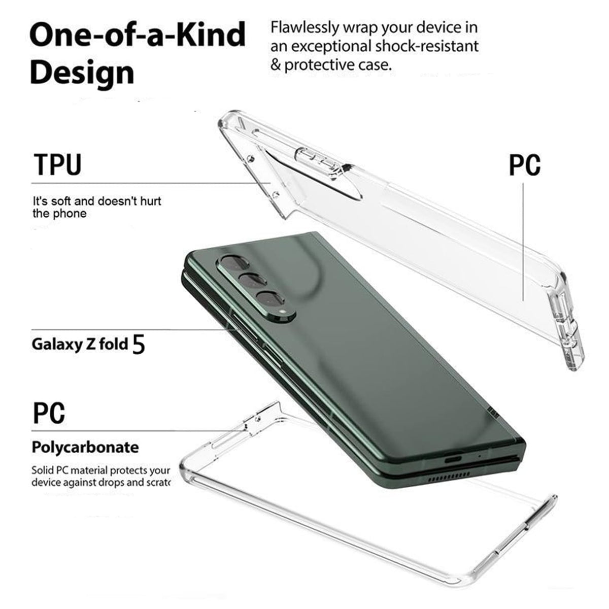 Transparent Hard PC Protective Case for Samsung Galaxy Z Fold 3 / Fold 4 / Fold 5 / Fold 6 / Fold 7 / Fold 8 / Fold 8 Ultra – Clear Shockproof Protective Phone Cover