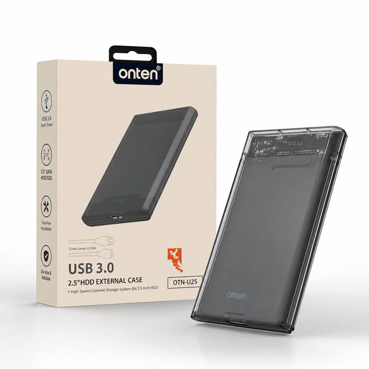 Onten 2.5" HDD External Case USB 3.0 for HDD & SSD