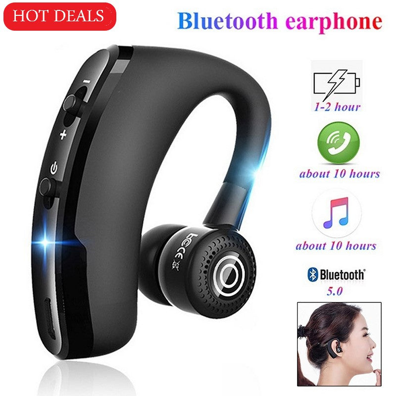 V9 Wireless Bluetooth Headset – Single Ear Bluetooth Earpiece with Built-in Microphone | Hands-Free Calling Headset for All Bluetooth Devices