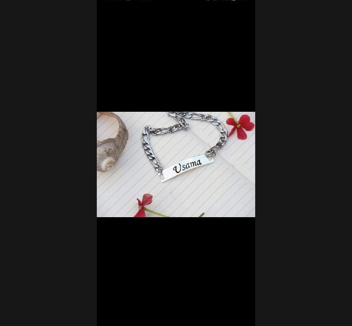 Personalized Name Bracelet for Adults – Custom Engraved Chain Bracelet with Gift Box | 3 Elegant Colors