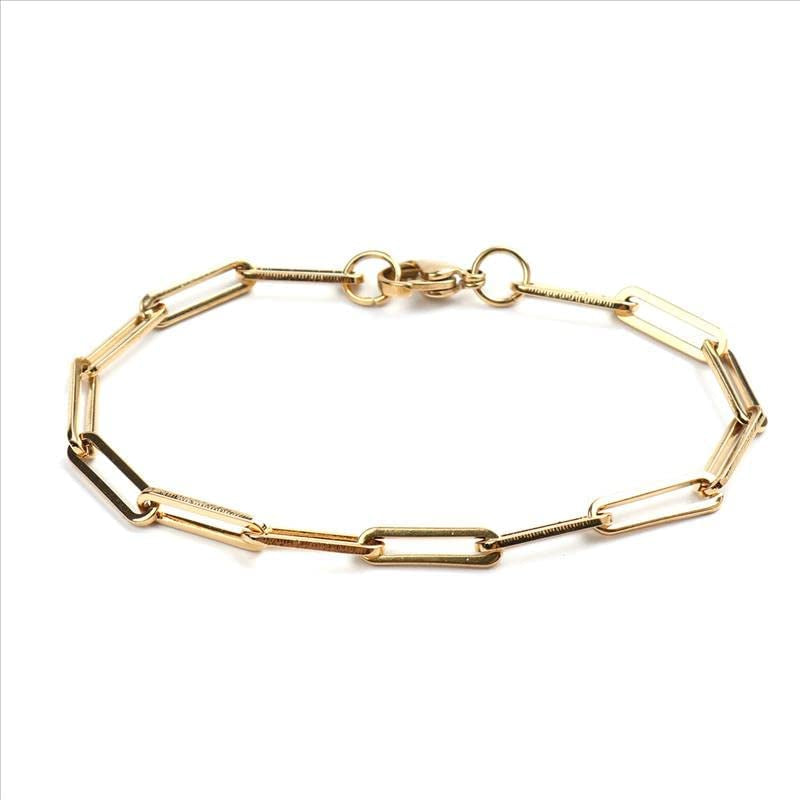 Stainless Steel Oval Chain Bracelet for Women – 4mm Gold & Silver Fashion Bracelet 19cm