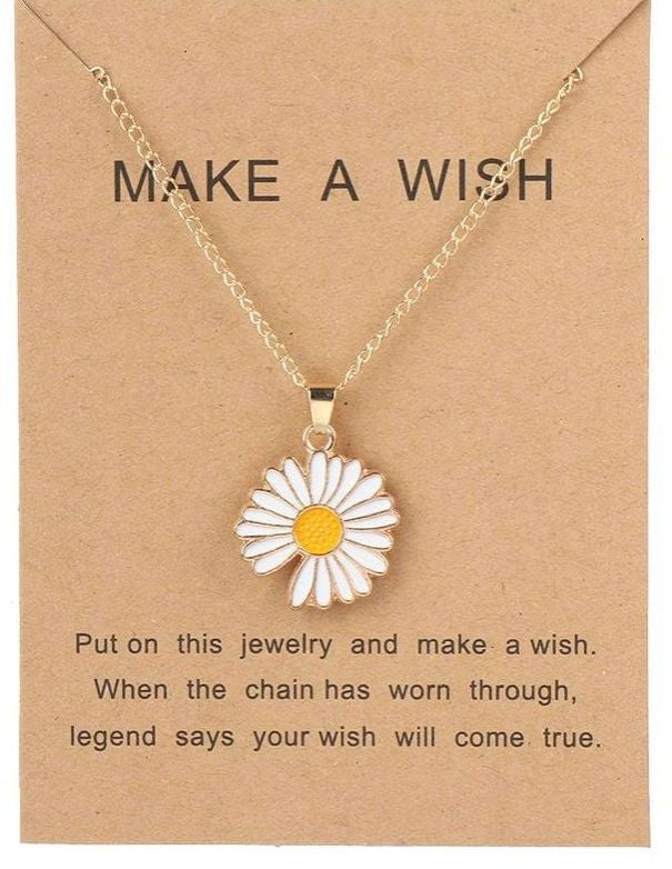 Korean Fashion Flower Choker Necklace for Women & Girls | White & Yellow Pendant