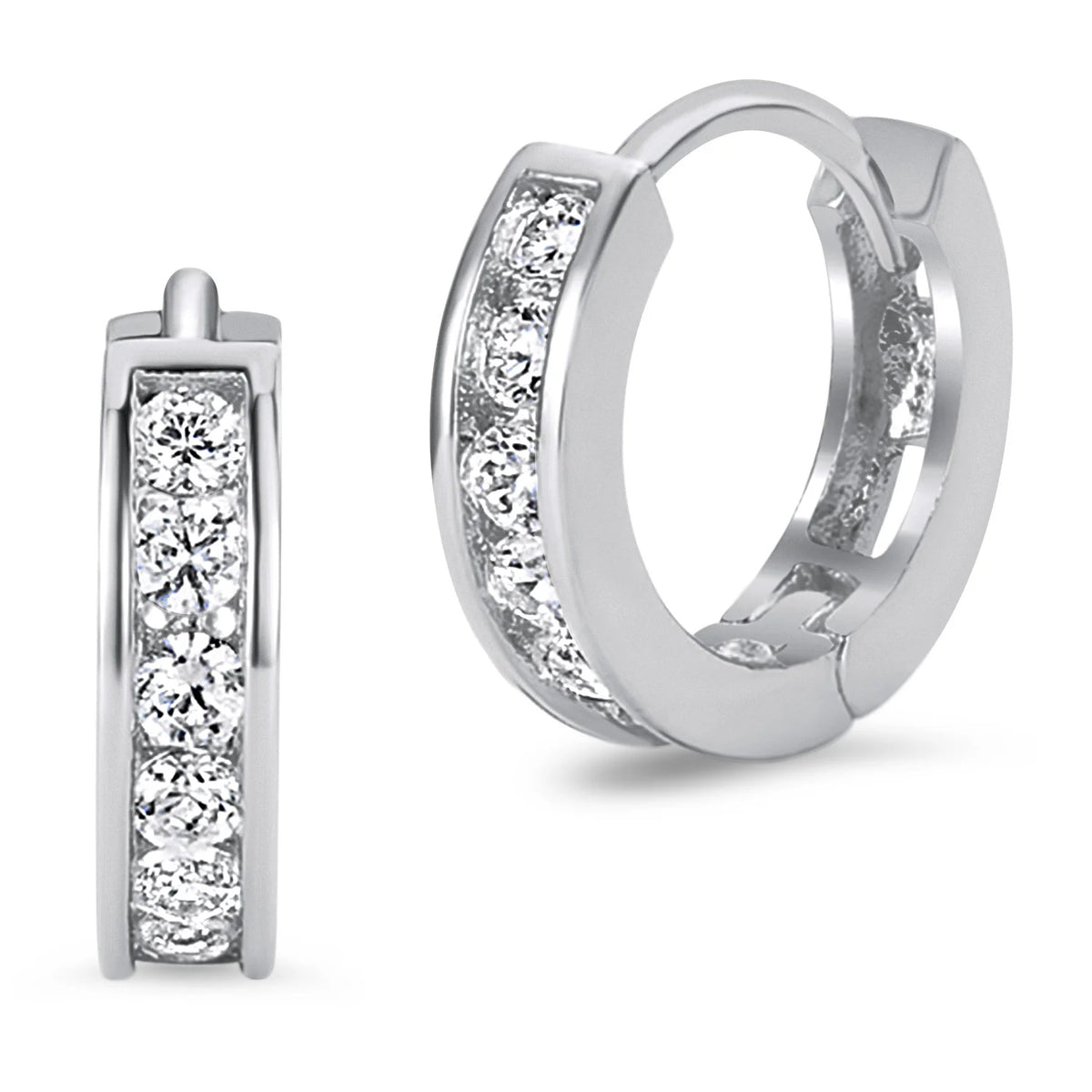 S925 Sterling Silver Huggie Hoop Earrings – Crystal Zirconia Small Hoops for Women & Girls