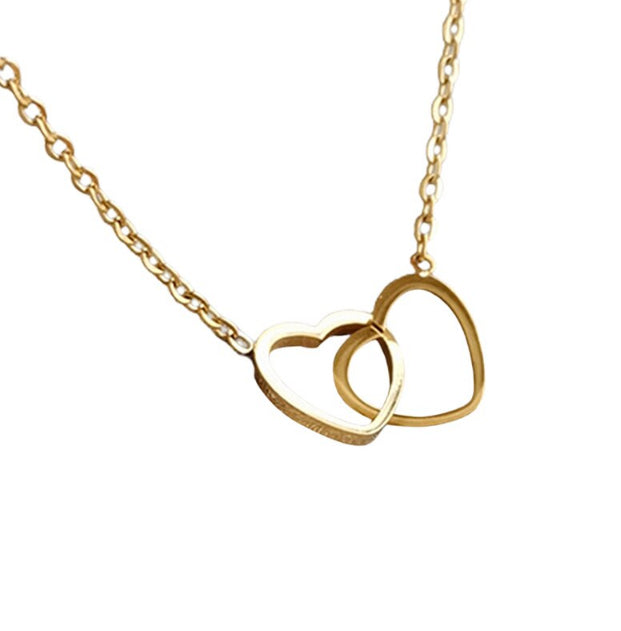 Double Heart Necklace for Girls | Stainless Steel Interlocked Heart Pendant
