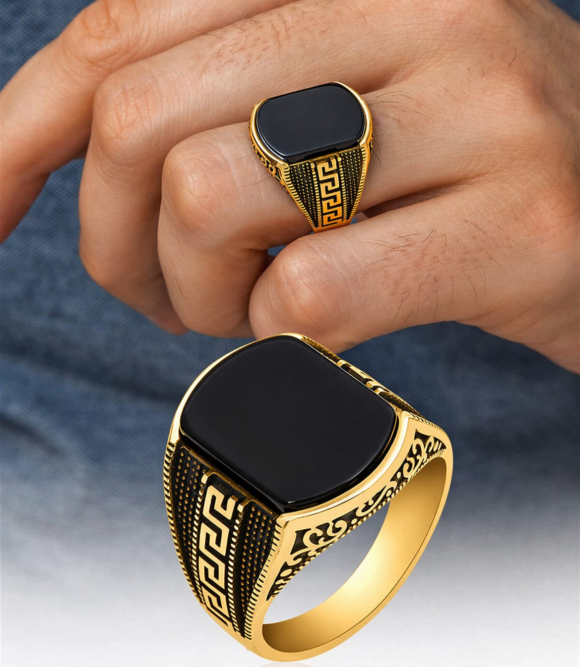 Turkish Style Italian Ring for Boys & Men – Silver Versace-Inspired Fashion Ring