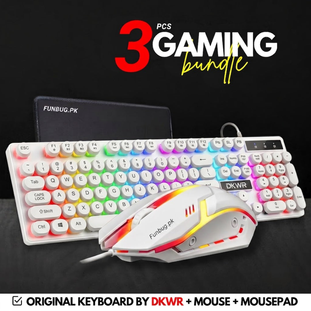RGB Gaming Keyboard & Mouse Combo – 112-Key Wired Gaming Set with Mouse Pad