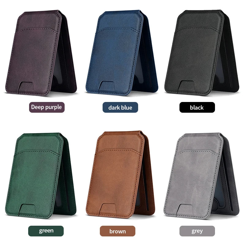 MagSafe Magnetic Card Holder Phone Case – PU Leather Wallet Cover with Stand & Credit Card Pocket