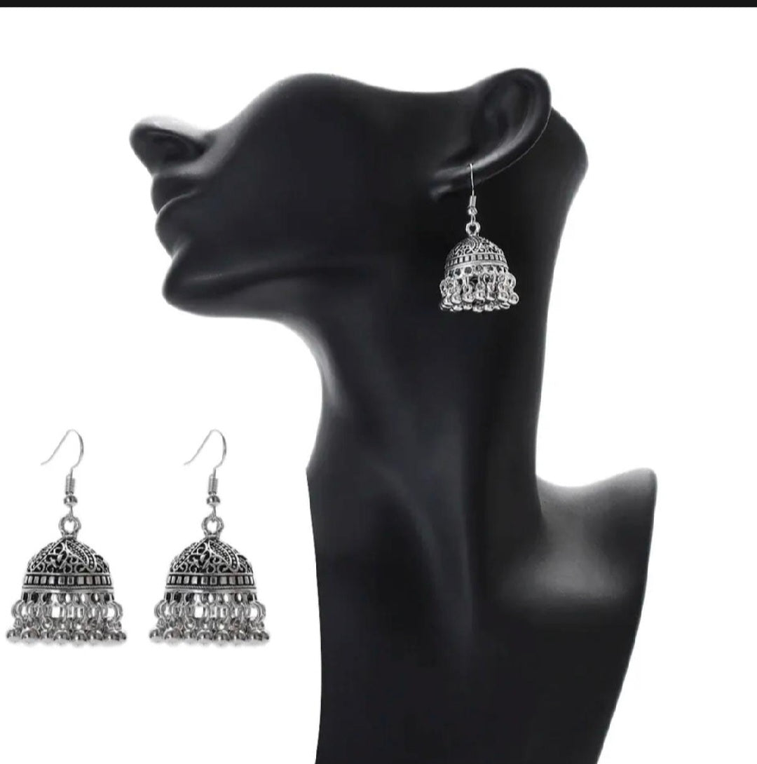 Traditional Gold-Plated Jhumka Earrings for Girls | Elegant Hanging Earrings with Sparkling Beads