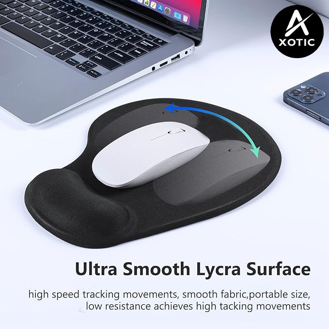Ergonomic Mouse Pad with Gel Wrist Rest, Non-Slip Washable Mouse Mat – Black