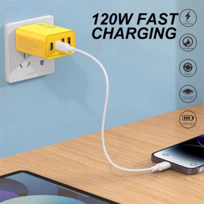 4-Ports 120W Fast Charger USB Type C Plug Wall Charger Power Adapter
