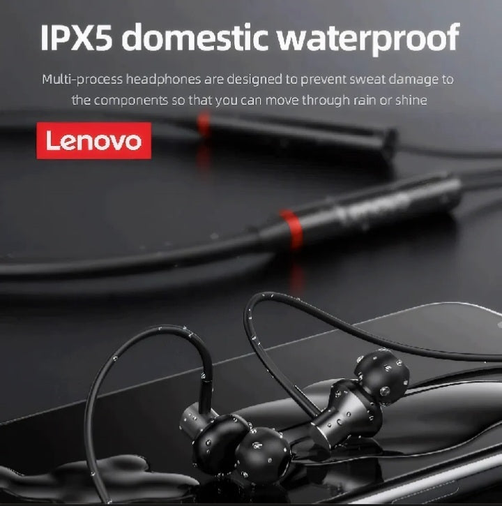 Lenovo HE05 X Wireless Neckband Bluetooth 5.4 Headphones – Heavy Bass Stereo Sound, Magnetic Earphones, Noise Reduction & Sports Headset