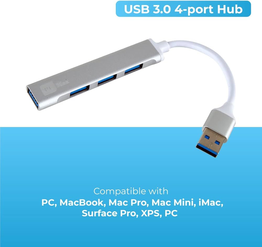 4 Port USB 3.0 Hub High Speed USB Hub Splitter for PC & Laptop