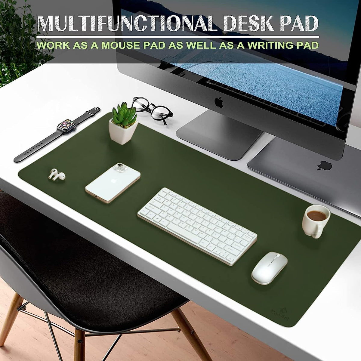 PU Leather Desk Mat Waterproof Office Table Pad for Laptop, Keyboard & Mouse
