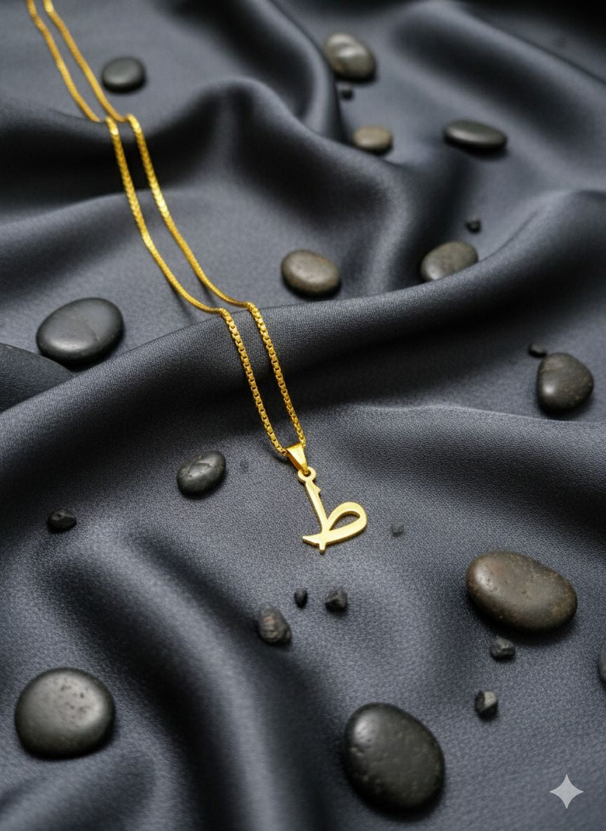 Arabic Initial Letter Name Pendant Necklace – Personalized Necklace for Men & Women
