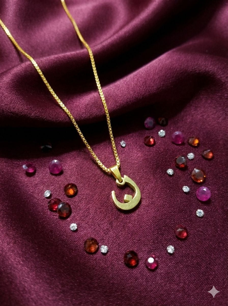 Arabic Initial Letter Name Pendant Necklace – Personalized Necklace for Men & Women