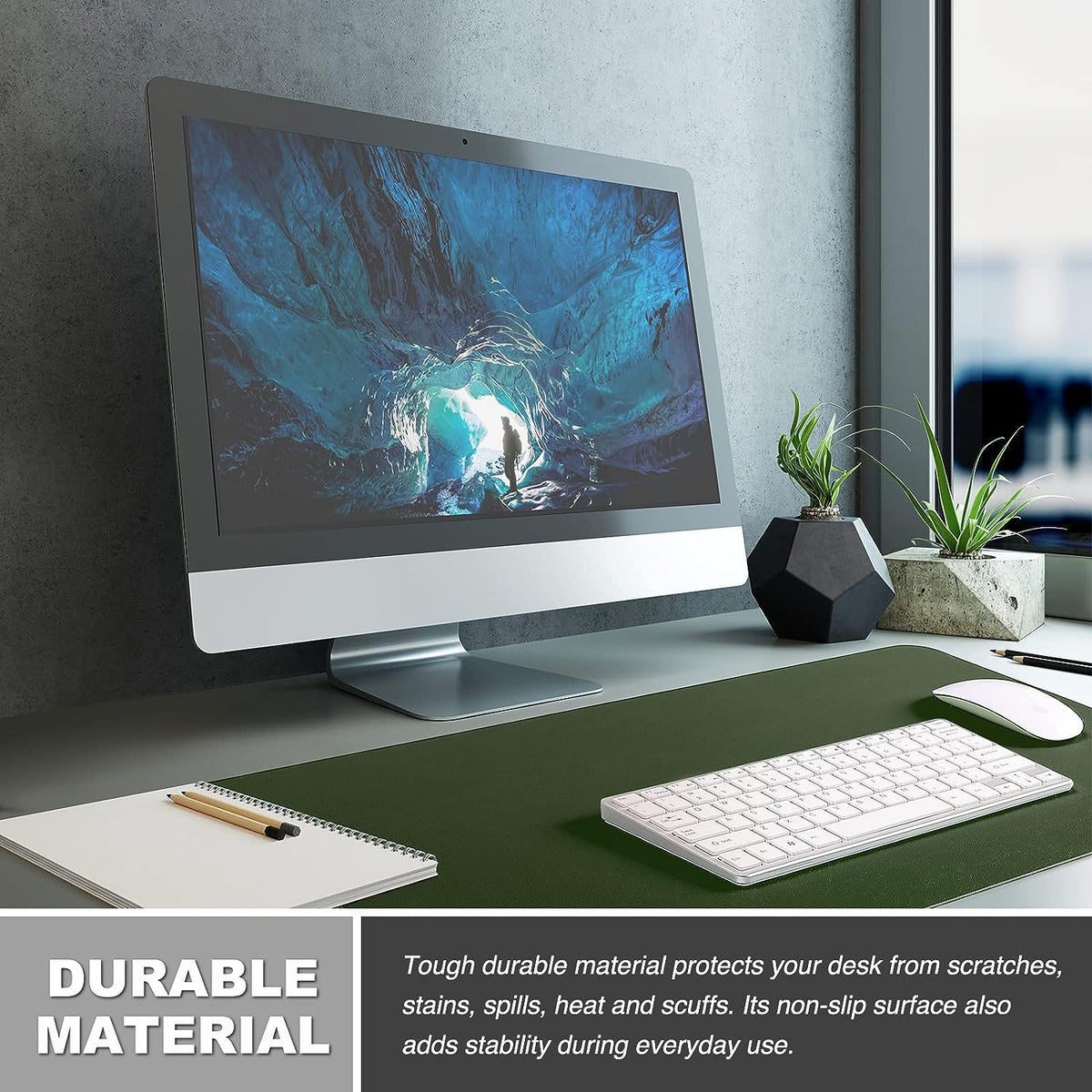 PU Leather Desk Mat Waterproof Office Table Pad for Laptop, Keyboard & Mouse
