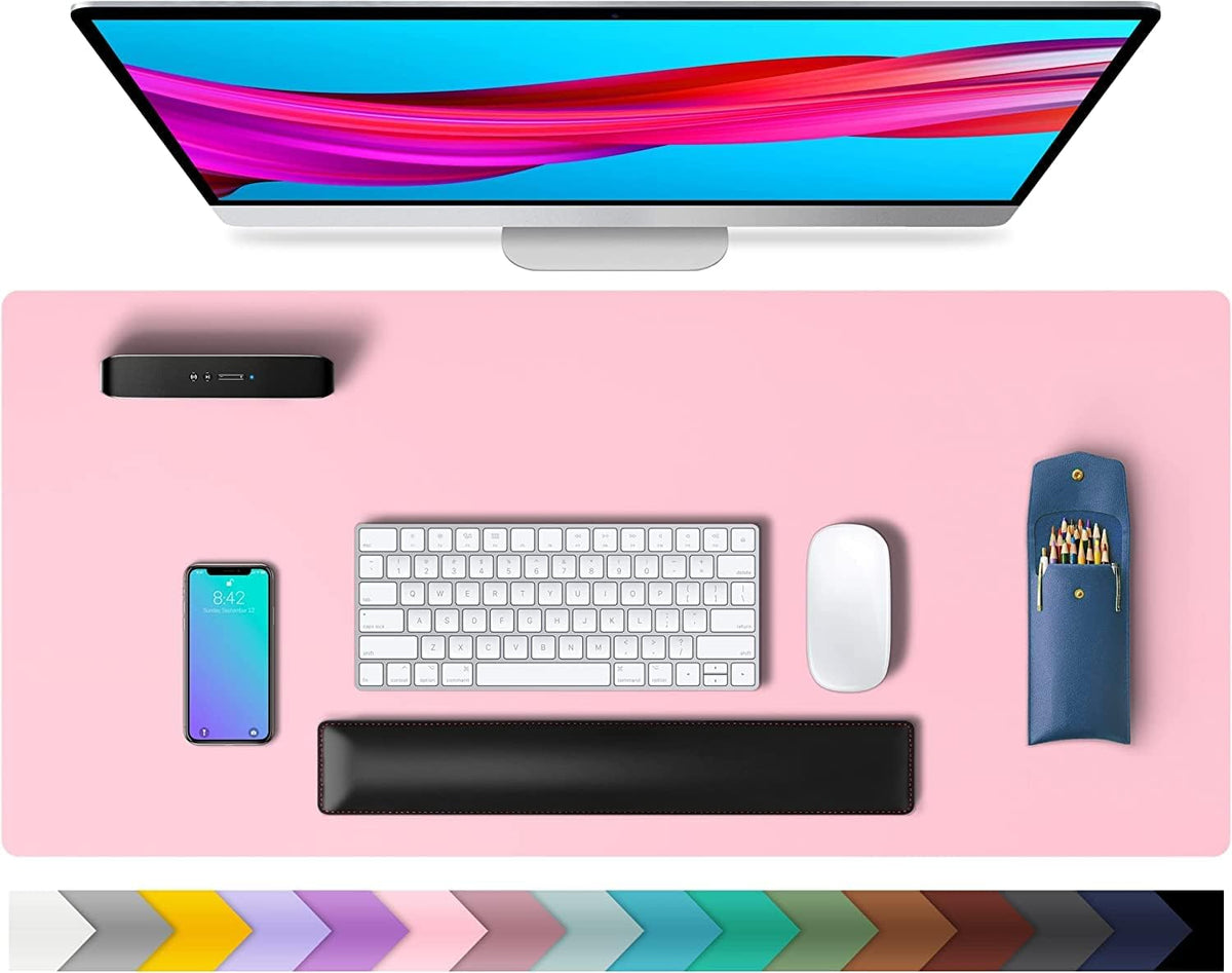 PU Leather Desk Mat Waterproof Office Table Pad for Laptop, Keyboard & Mouse